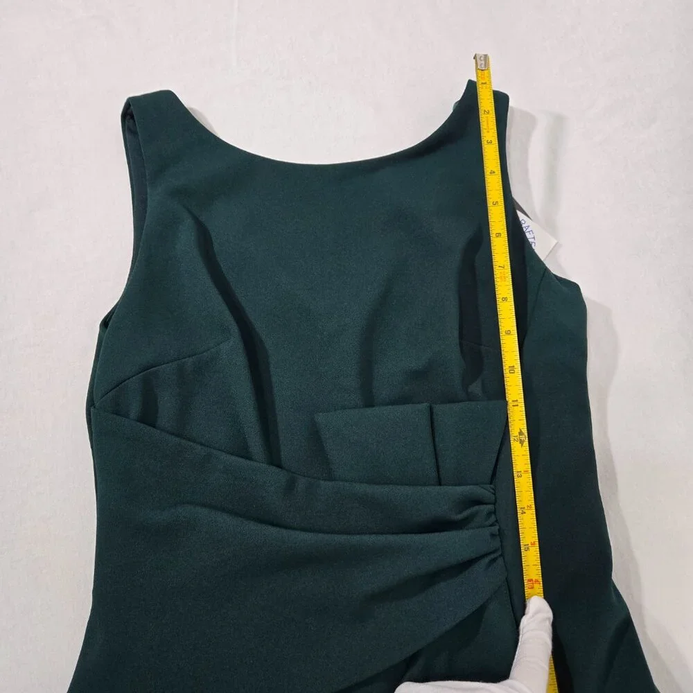 BETSY ADAM "Christine" PINE Scuba Crepe Ruffle Bow Slit Formal Gown Dress Size 8 - Picture 15 of 17